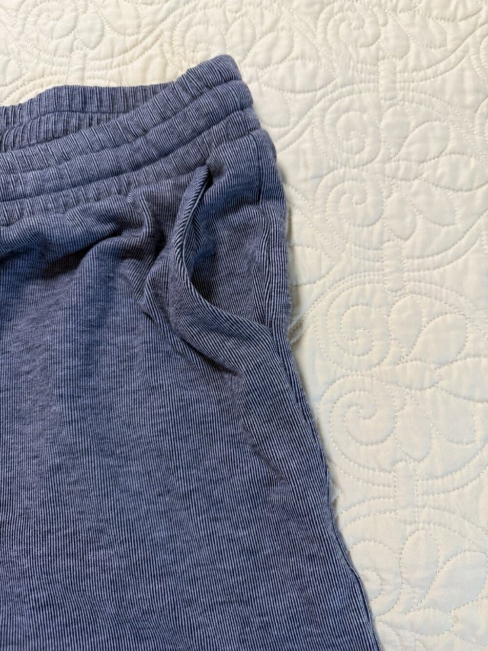 Johnny Was Calme Cozy Pull On Shorts Blue Stripe Size Large - Picture 4 of 5